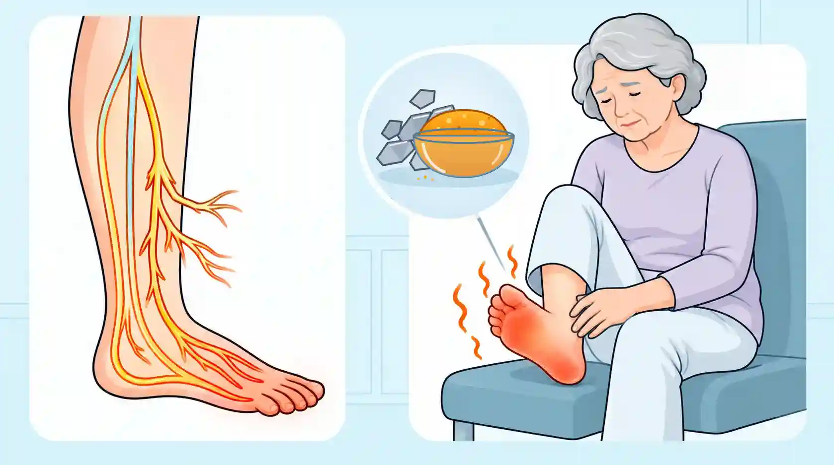 Japanese researcher presenting a two-ingredient home remedy for burning feet